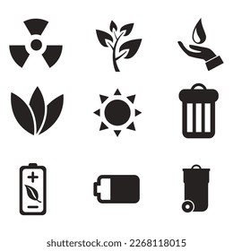 Environmental Issues icon set. Collection of Environment and Climate related vector glyph icons