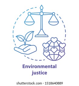 Environmental justice concept icon. Equitable attitude towards earth idea thin line illustration in blue. Taking care of nature and environment. Sustainable living. Vector isolated outline drawing