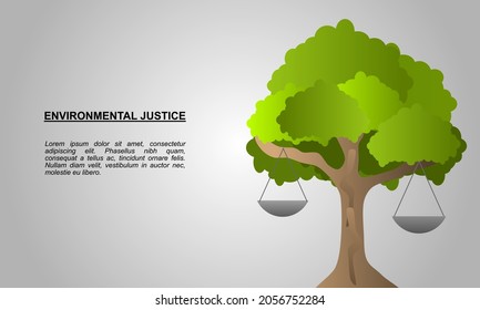 Environmental Justice Illustration With Tree And Scales