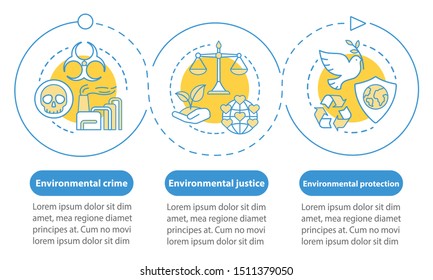 Environmental law vector infographic template. Business presentation design elements. Data visualization with 3 steps and options. Process timeline chart. Workflow layout with linear icons