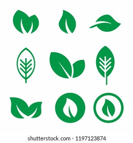 Environmental leaf icon set. Vector