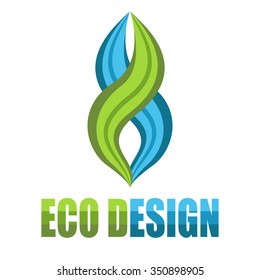 Environmental leaves and water icon. Vector eco icon, logo, label