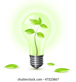 Environmental light bulb isolated over a white background. Vector image.