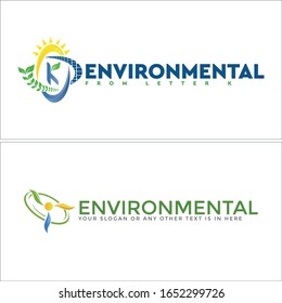 Environmental logo with blue green yellow propeller leaf and solar sun panel of a natural energy design modern suitable for technology business provide