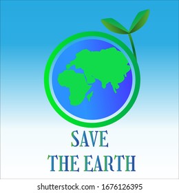 Environmental logo. Green plant on the planet Earth. Vector icon. Protection of our planet. Ecology, pollution concept. International Earth day. earth hour. Day of environmental knowledge.