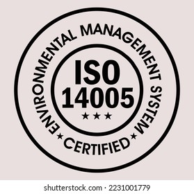 icono vectorial "certificado por el sistema de gestión ambiental". iso14005 

