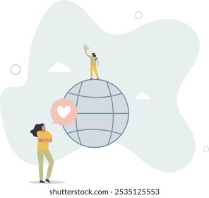 Environmental movement with climate awareness activists.flat design with people.