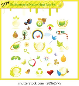 Environmental Nature Icon Set with many unique icons