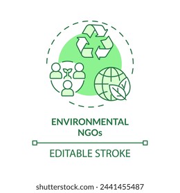Environmental NGOs soft green concept icon. Non governmental organization. Climate action. Nature preservation. Round shape line illustration. Abstract idea. Graphic design. Easy to use in article