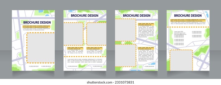 Environmental planning blank brochure design. City landscaping. Template set with copy space for text. Premade corporate reports collection. Editable 4 paper pages. Calibri, Arial fonts used