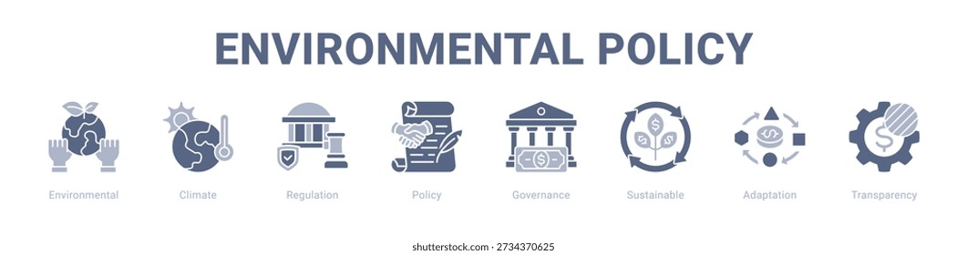 Environmental Policy web banner icon vector illustration concept , with icon of Environmental, Climate, Regulation, Policy, Governance, Sustainable.