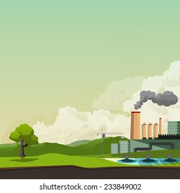 environmental pollution background, vector illustration,
