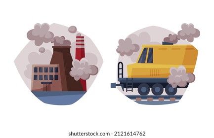 Causa y fuente de contaminación ambiental con la emisión de residuos de chimenea y el conjunto de vectores de tren de vapor