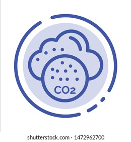 Environmental, Pollution, Co3, Industry Blue Dotted Line Line Icon