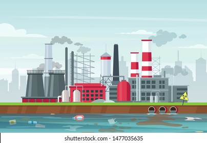 Concepto de contaminación ambiental en forma plana, ilustración vectorial