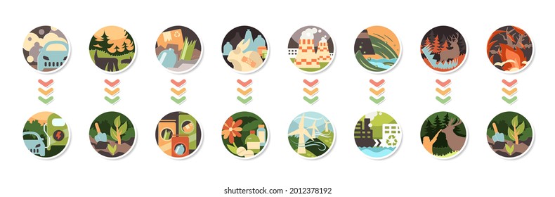 
Environmental pollution and ecology concepts - Vector illustration