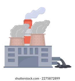 Environmental pollution with factory pipes emitting smoke, dirty air and liquid waste. Color vector illustration in flat style