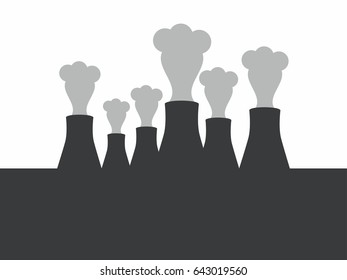  Environmental pollution. Pipes with smoke. Vector illustration