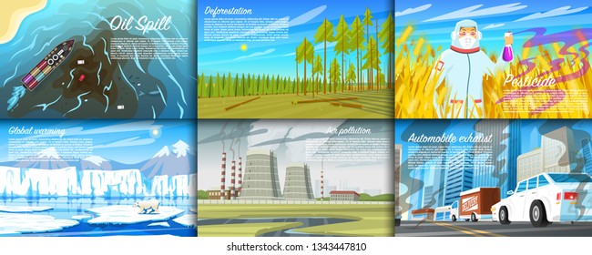 Environmental pollution. Set of radioactive industry. Ecological problems Deforestation, global warming, oil spill, Pesticides Automobile exhaust, desertification and plastic. Dirty Air Water Earth.