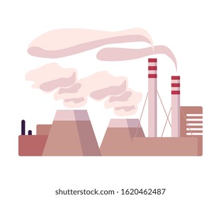 Environmental Pollution and Its Source Vector Illustration. Air Pollution Because of Smoke from Plant Emission