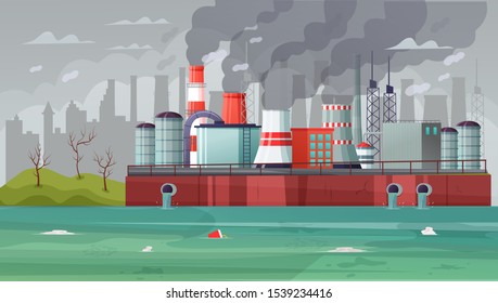 Environmental Pollution Vector Illustration Air Pollution Stock Vector ...