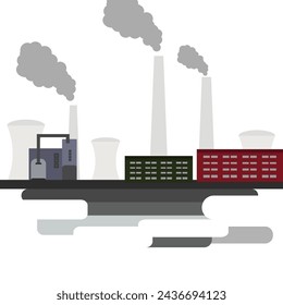 Environmental pollution vector illustration air pollution pollution smog gas And industrial smog, factories emitting smoke through chimneys, is a common thing to see. air contamination

