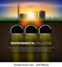 Environmental pollution vector illustration. Nature damage concept