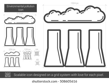 Environmental pollution vector line icon isolated on white background. Environmental pollution line icon for infographic, website or app. Scalable icon designed on a grid system.