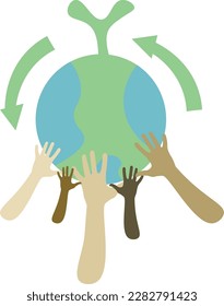 Problemas ambientales y protección ambiental. Día de la Tierra. Cuidando de la Naturaleza. Día Internacional de la Madre Tierra. Gráficos vectoriales. 10 Eps.
