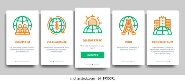 Environmental Problems Vector Onboarding Mobile App Page Screen. Environmental Problem, Industrial Pollution, Contamination Linear. Greenhouse Effect, Global Warming, Climate Change Illustration