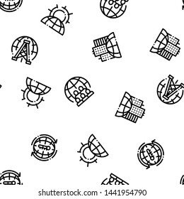 Environmental Problems Vector Seamless Pattern. Environmental Problem, Industrial Pollution, Contamination Linear Pictograms. Greenhouse Effect, Global Warming, Climate Change Contour Illustrations