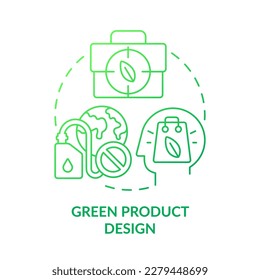 Environmental product design green gradient concept icon  Sustainable materials  Ecological responsibility abstract idea thin line illustration  Isolated outline drawing  Myriad Pro  Bold font used