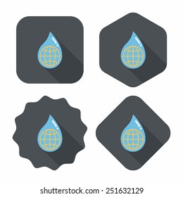 Environmental protection concept flat icon with long shadow,eps10; Conserve water, protect the environment.