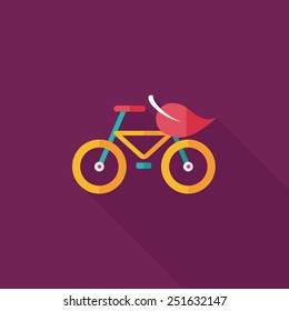Environmental protection concept flat icon with long shadow,eps10; More cycling to reduce emissions
