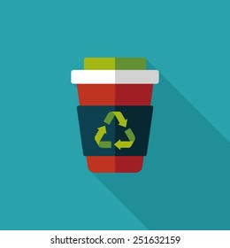 Environmental protection concept flat icon with long shadow,eps10; Recycled water bottle