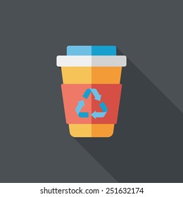 Environmental protection concept flat icon with long shadow,eps10; Recycled water bottle
