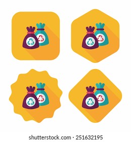 Environmental protection concept flat icon with long shadow,eps10, Doing recycle to protect our environment; recycled garbage