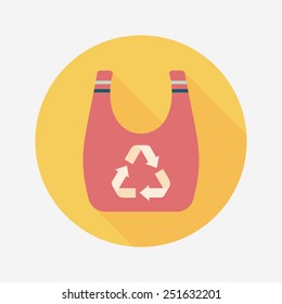 Environmental protection concept flat icon with long shadow,eps10; Recycled shopping bag