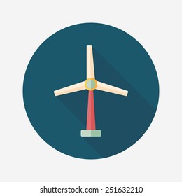 Environmental protection concept flat icon with long shadow,eps10; wind energy; saving energy; renewable energy