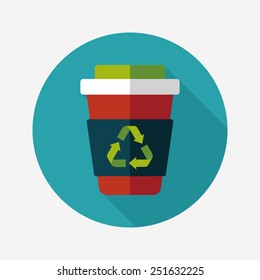 Environmental protection concept flat icon with long shadow,eps10; Recycled water bottle