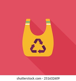 Environmental protection concept flat icon with long shadow,eps10; Recycled shopping bag