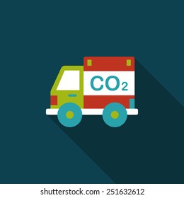Environmental protection concept flat icon with long shadow,eps10; Reduce the use of gasoline, reduce air pollution