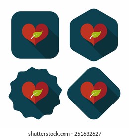 Environmental protection concept flat icon with long shadow,eps10; Sincerely protect our environment; heart concept