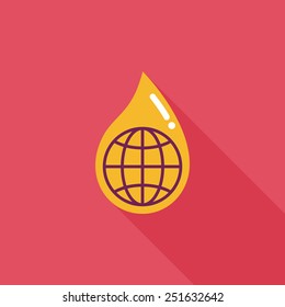 Environmental protection concept flat icon with long shadow,eps10; Conserve water, protect the environment.