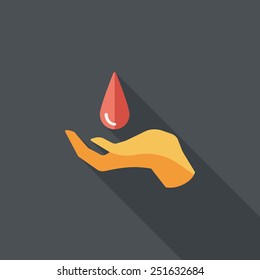 Environmental protection concept flat icon with long shadow,eps10; Conserve water, protect the environment.