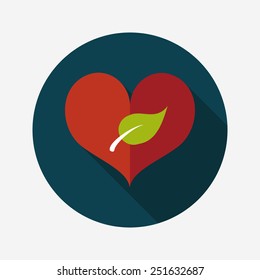 Environmental protection concept flat icon with long shadow,eps10; Sincerely protect our environment; heart concept