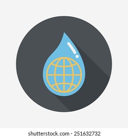 Environmental protection concept flat icon with long shadow,eps10; Conserve water, protect the environment.