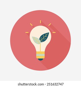 Environmental protection concept flat icon with long shadow,eps10; Saving energy, turning off lights
