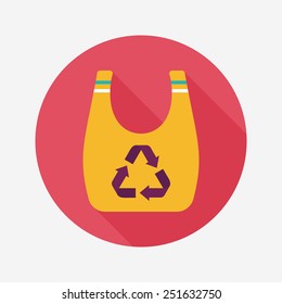 Environmental protection concept flat icon with long shadow,eps10; Recycled shopping bag