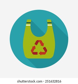 Environmental protection concept flat icon with long shadow,eps10; Recycled shopping bag